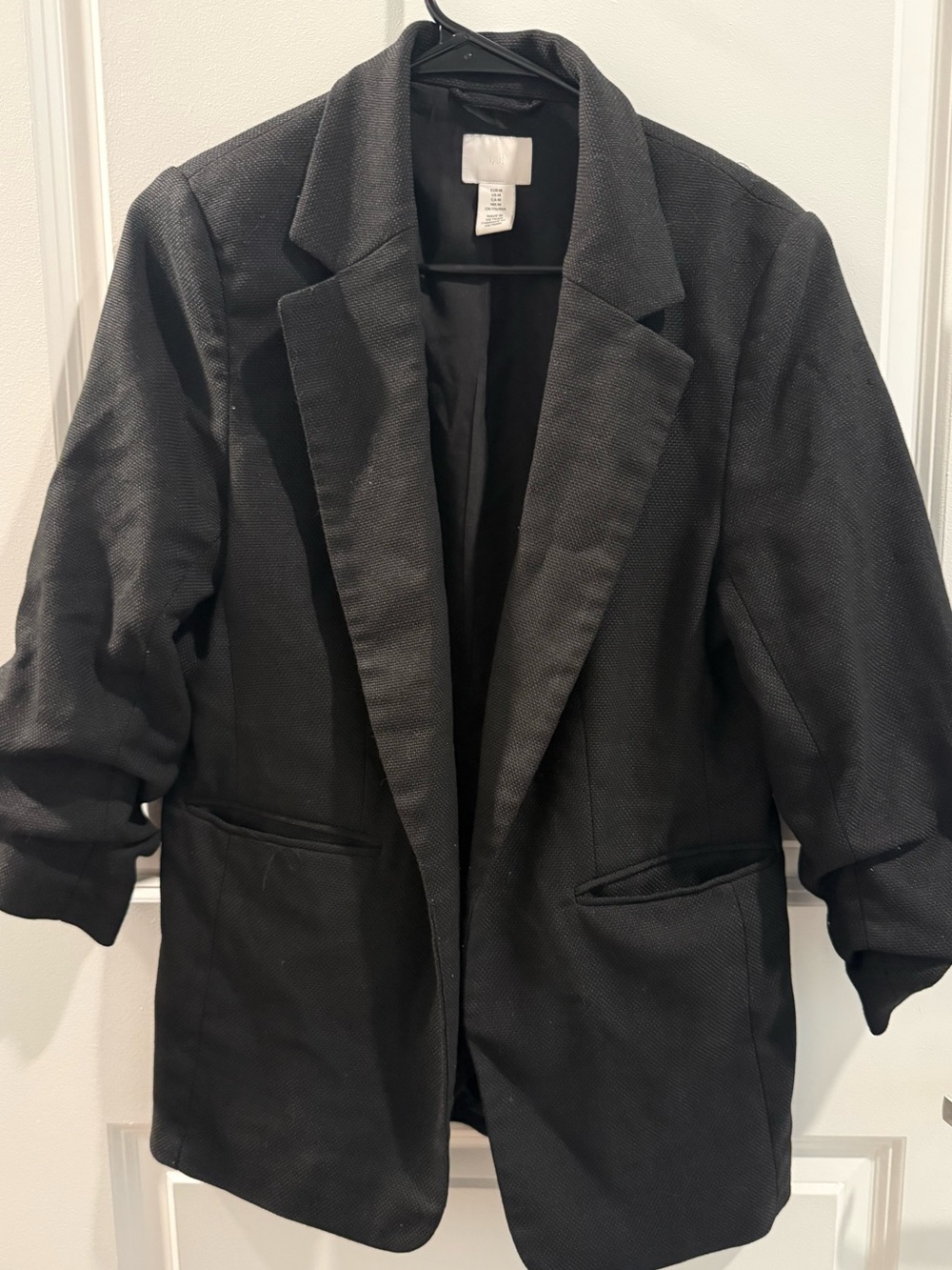 Women’s Black Textured Blazer Jacket
